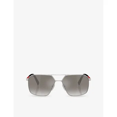 Prada Womens Ps A50s Irregular-frame Metal Sunglasses Silver