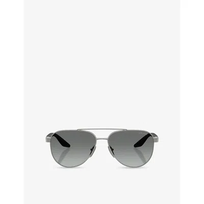 Prada Womens Silver Ps A52s Pilot-frame Metal Sunglasses