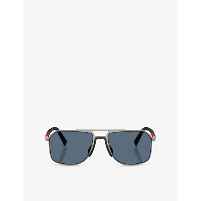 Prada Womens Silver Ps B51s Pilot-frame Metal Sunglasses In Blue