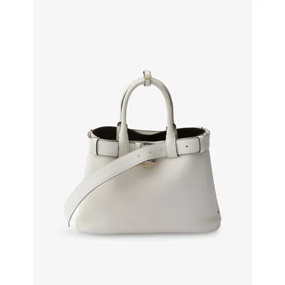 Prada Womens White Belt-buckle Medium Leather Handbag In White / Black