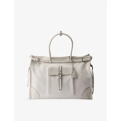 Prada Womens White Bonnie Denim And Leather Tote Bag