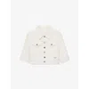 Prada Womens White Branded-patch Cropped Denim Jacket In White