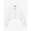 Prada Cropped Jacket Buttoned Cuffs Front Pockets In White