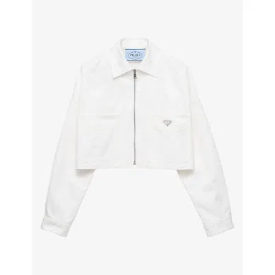 Prada Womens White Chino Cotton Blouson Jacket