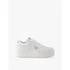 Prada Downtown Bold Leather Sneakers In White