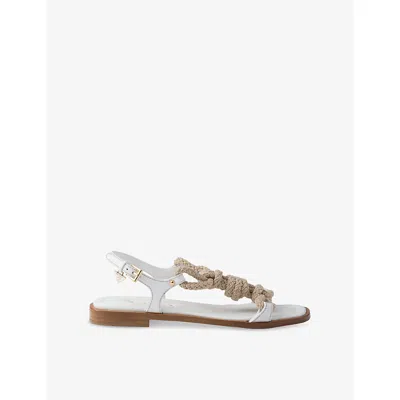 Prada Womens White Flat Leather And Cord Sandals Eur 39 / 6 Uk