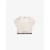 Prada Womens White Floral-print Cropped Silk-blend Top