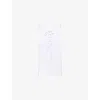Prada Womens  Lace-up Triangle-patch Cotton-jersey Tank Top