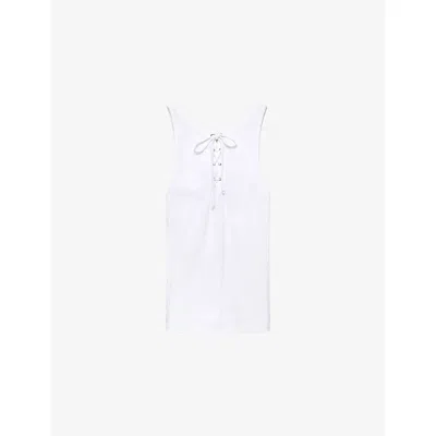 Prada Womens  Lace-up Triangle-patch Cotton-jersey Tank Top