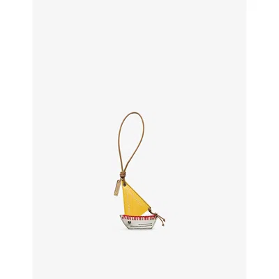 Prada Womens White Leather Key Ring Pendant In Yellow