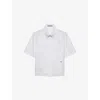 Prada Womens White Logo-embroidered Cotton Poplin Shirt In White