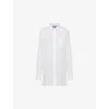 Prada Womens White Logo-patch Cotton-poplin Mini Shirtdress In White