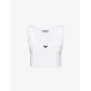 Prada Jersey Cropped Tank Top In White