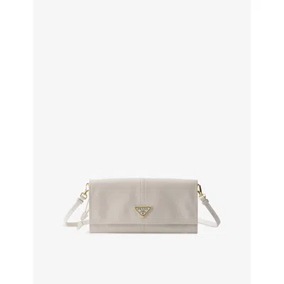 Prada Womens White Logo-embellished Leather Wallet
