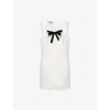 Prada Tela Natte Bow Sleeveless Mini Dress In White
