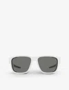 Prada Pillow-frame Removable Rubber-blinder Nylon Sunglasses In White