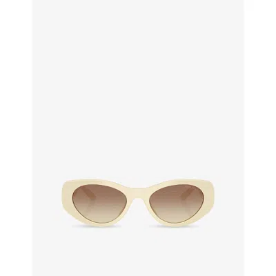 Prada Womens White Pr D23su Oval-frame Acetate Sunglasses In Pink