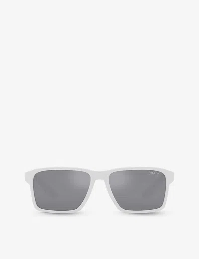 Prada Linea Rossa Womens White Ps 05ys Rectangle-frame Acetate Sunglasses