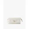 Prada Triangle-logo Leather Mini Bag In White