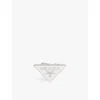 Prada Womens White Symbole Enamelled 925 Sterling Silver Clip-on Earring In White