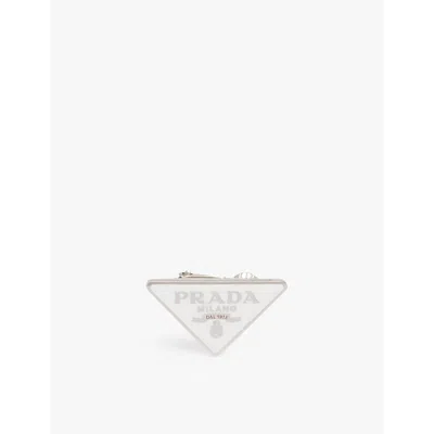Prada Womens White Symbole Enamelled 925 Sterling Silver Clip-on Earring