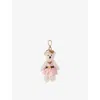 Prada Womens White Teddy Soft Keychain Charm In Multi