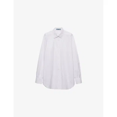 Prada Womens White Triangle-logo Oversized-fit Cotton-poplin Shirt