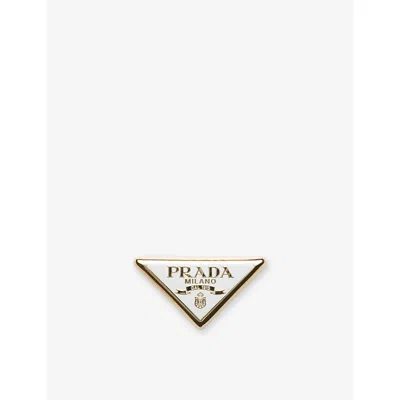 Prada Womens  Triangle-plaque Metal Brass Scarf Clip