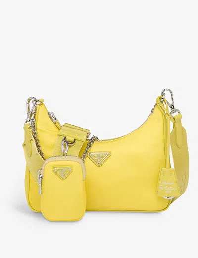 Prada Re-edition 2005 Re-nylon Bag With Saffiano Mini Bag In Yellow