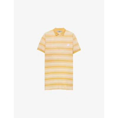 Prada Womens Yellow Striped Cotton T-shirt Mini Dress