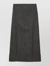Prada Black/white Wool Weave Midi Skirt