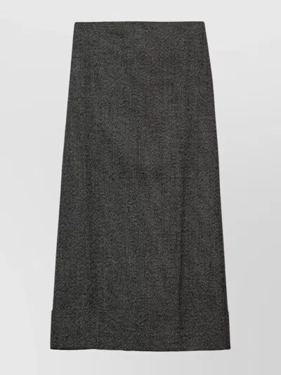 PRADA WOOL A-LINE ANKLE-LENGTH SKIRT WITH SIDE SLIT