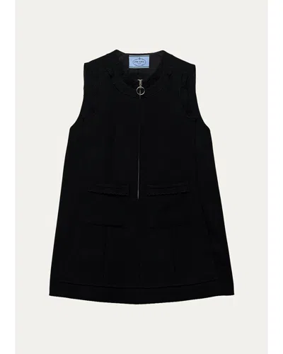 Prada Wool A-line Mini Dress In Black