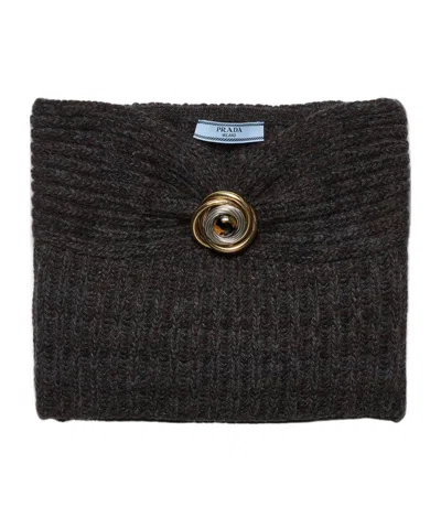 Prada Wool And Cashmere Bandeau Top With Brooch In Black