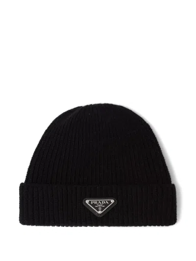 Prada Wool And Cashmere Beanie In Black