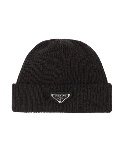 Prada Wool And Cashmere Beanie In Black