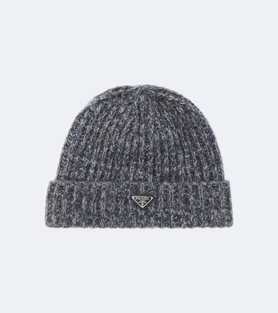 Prada Wool And Cashmere Beanie In Gray
