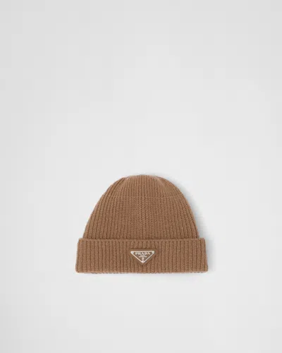 Prada Wool And Cashmere Beanie In Brown