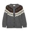 Prada Intarsia Button-up Cardigan In Gray
