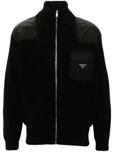 Prada Wool And Cashmere Cardigans In Black