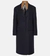 Prada Single-breasted Cachemire And Wool Coat With Collar In Blue