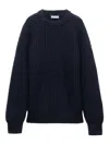 Prada Wool And Cashmere Crew-neck Sweater In Blue