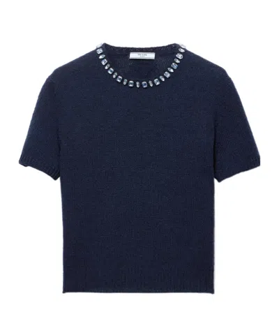PRADA PRADA EMBELLISHED SHORT-SLEEVED JUMPER