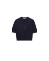 Prada Short-sleeved Knit Sweater In Blue