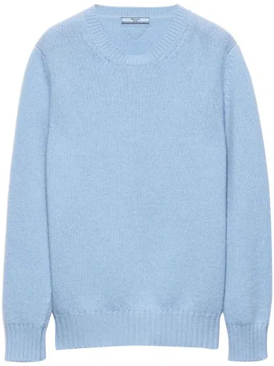 Prada Triangle-logo Sweater In Blue