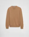 Prada Wool And Cashmere Crew-neck Sweater In Camel Brown
