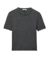 Prada Crystal-embellished Knitted T-shirt In Gray
