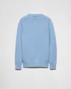 Prada Ribbed Crew Neck Knitwear With Soft Texture In Saphirblau