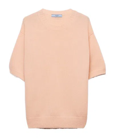 Prada Wool And Cashmere Crew-neck Sweater In Neutral