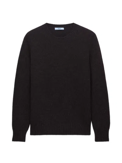 Prada Wool And Cashmere Crew-neck Sweater In Black